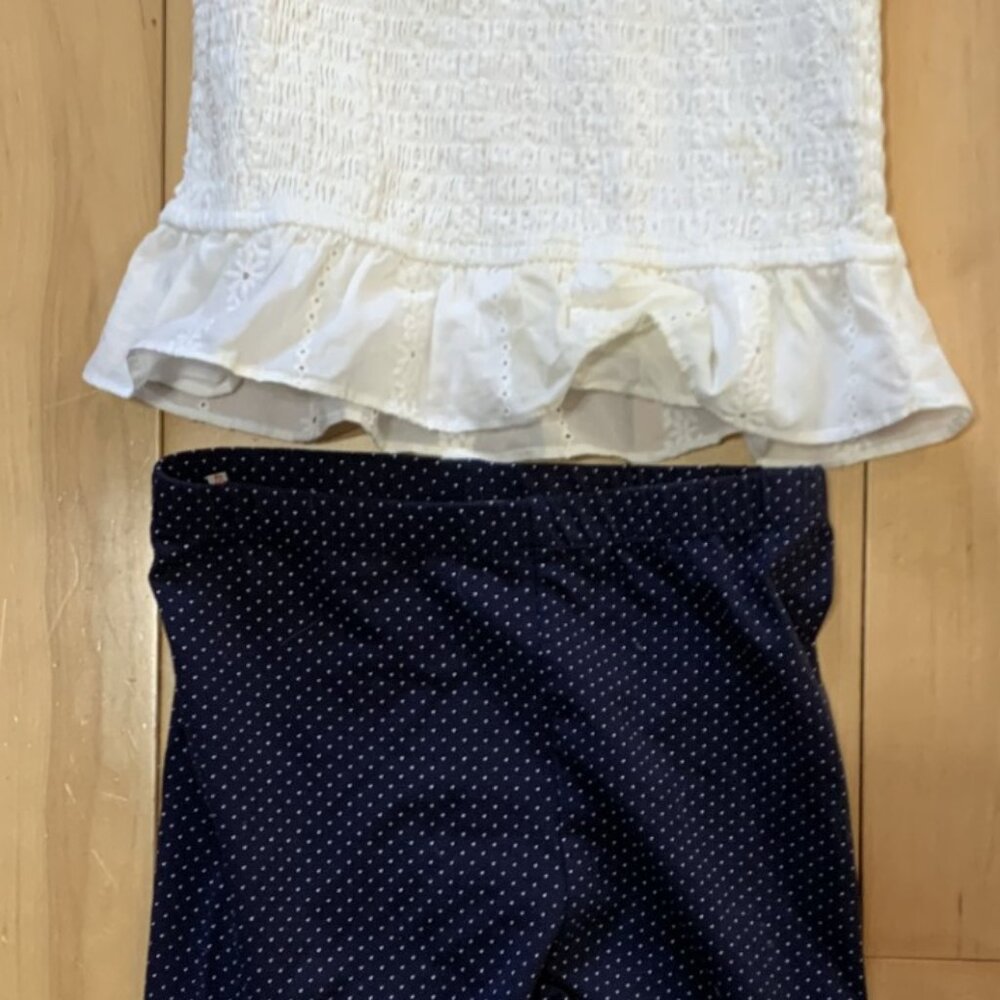 Girls capri pants and white eyelet top